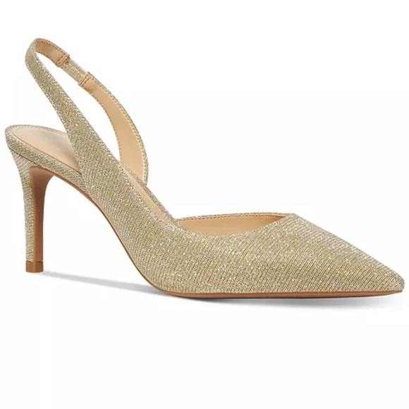 Michael Kors Gold Sparkle Slingback Heels - Picture 1 of 9